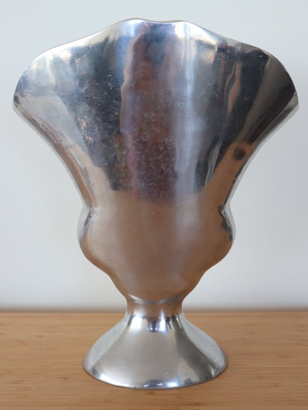 Vintage Mid-Century Style Cast Aluminum Fan Large Vase